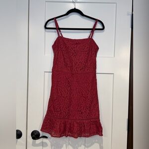Beyond the Radar Boot Barn Dress Lace Ruffle Mini Dress